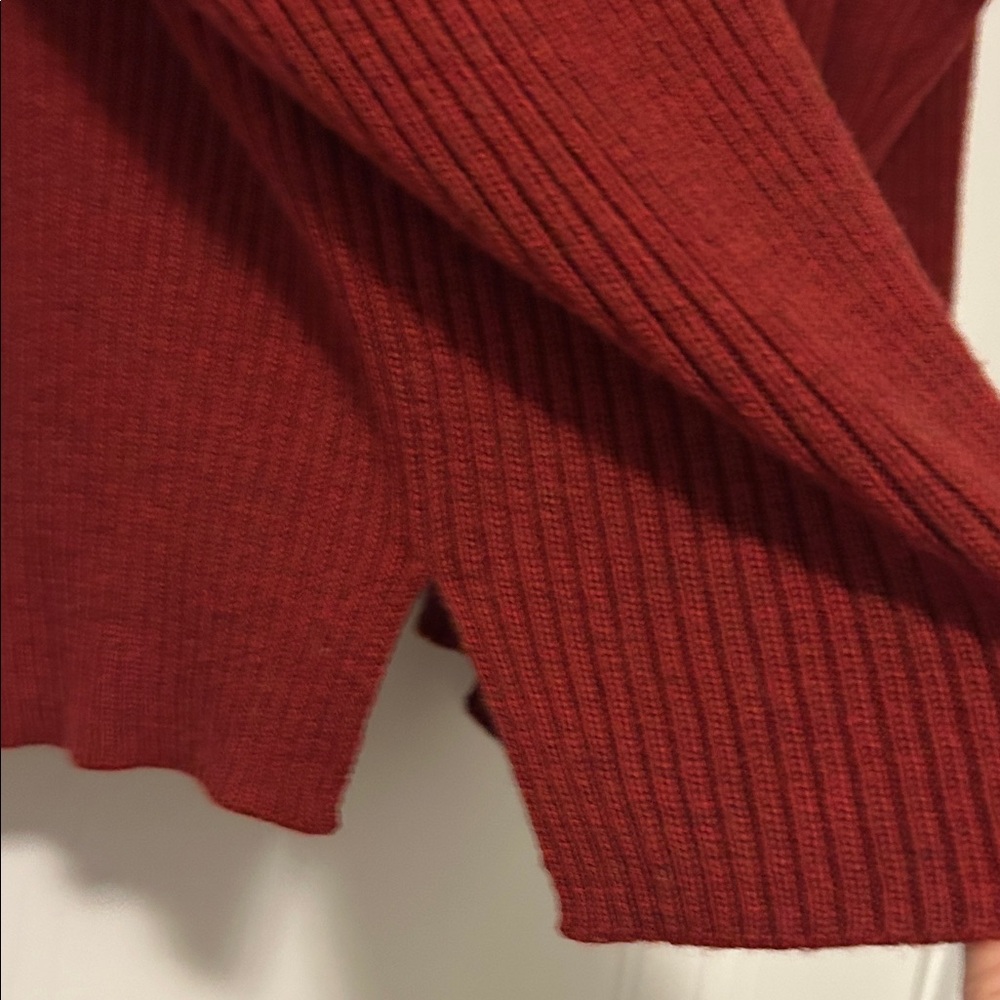Eileen Fisher Deep Red Ribbed Cardigan - Picture 5 of 6